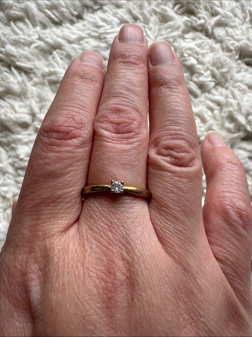 Gold Tone Solitaire Ring